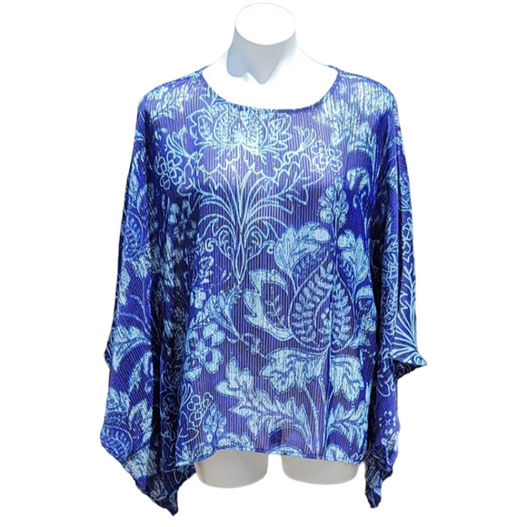 Bob Mackie Wearable Art butterfly metallic stripe brocade printed blouse size M - Picture 2 of 10